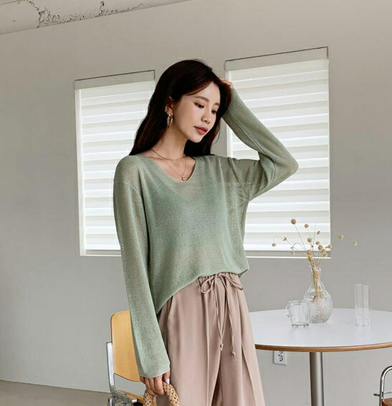 Vネックルーズニット・全5色・t60443 レディース【tops】【韓国 ファッション トップス ニット ニットトップス ロング