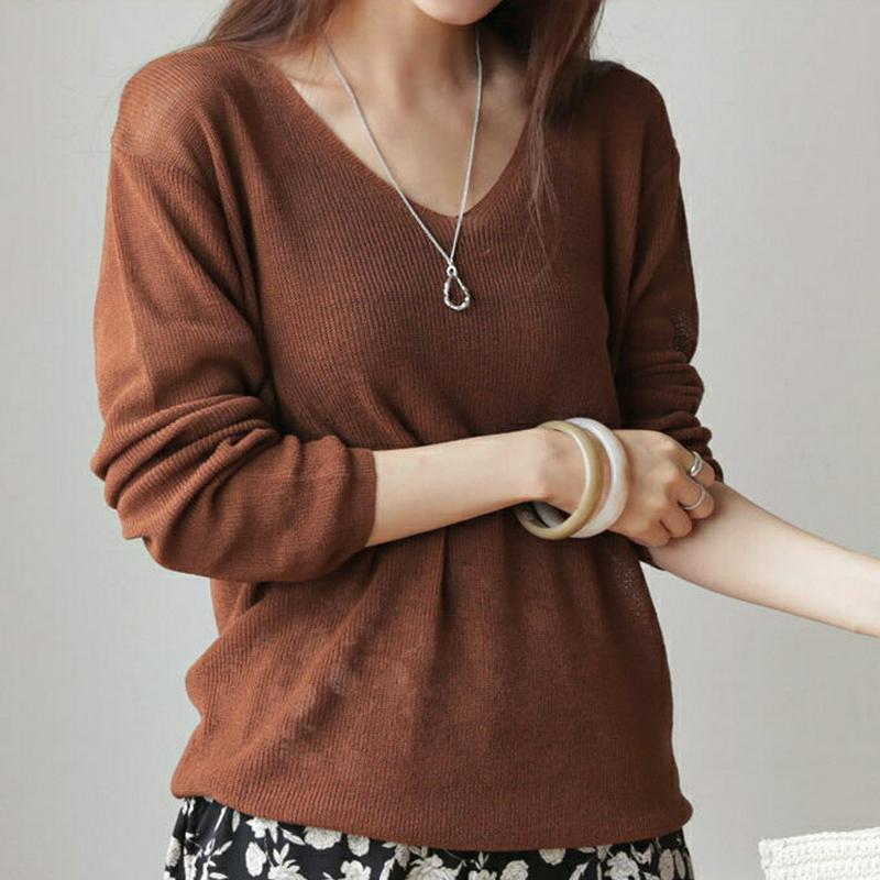 Vネックロングスリーブニット・全4色・t63290 レディース【tops】【韓国 ファッション トップス ニット ニットトップス