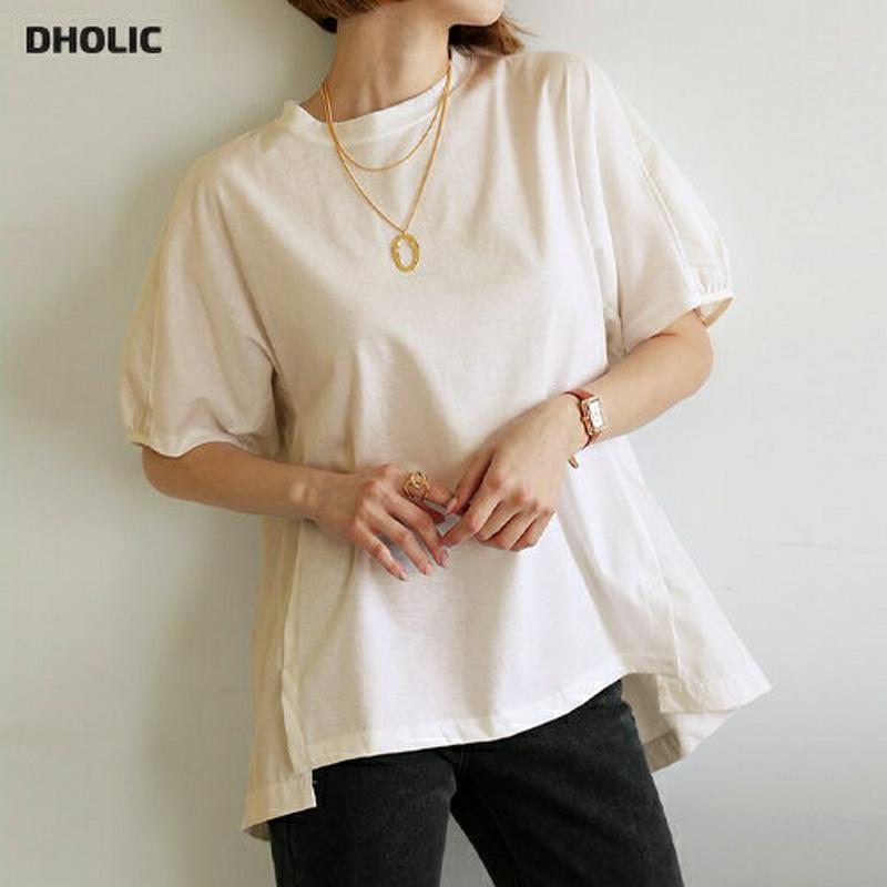 コントラストスリットTシャツ・全4色・b56666 レディース【tops】【韓国 ファッション トップス Tシャツ 半袖 ハーフ