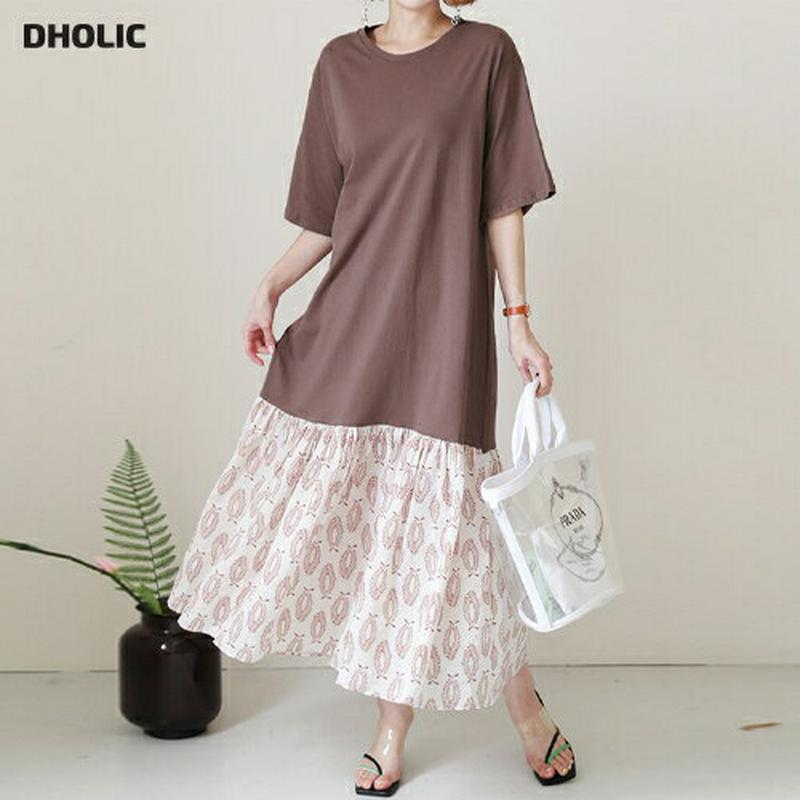 パターンフレアヘムワンピース・全3色・t56660 レディース【ops】【韓国 ファッション ワンピース ロングワンピース ラウ