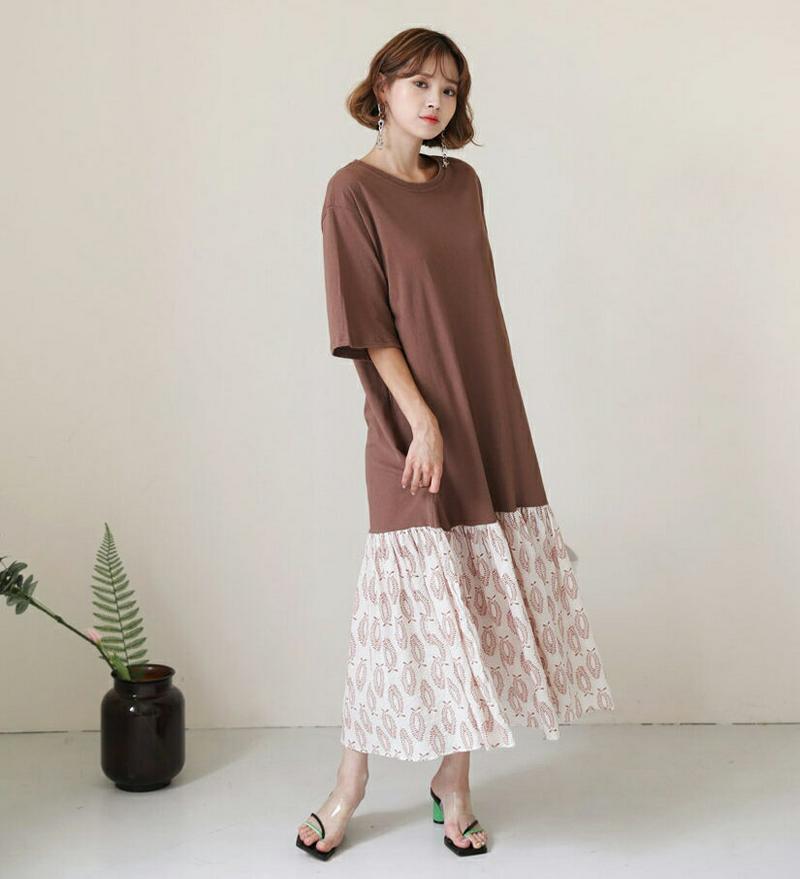 パターンフレアヘムワンピース・全3色・t56660 レディース【ops】【韓国 ファッション ワンピース ロングワンピース ラウ