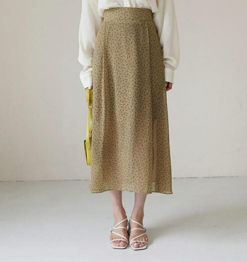 小花柄シフォンスカート・全3色・b56676 レディース【sk】【韓国 ファッション ボトムス スカート ロング丈 ロングスカー