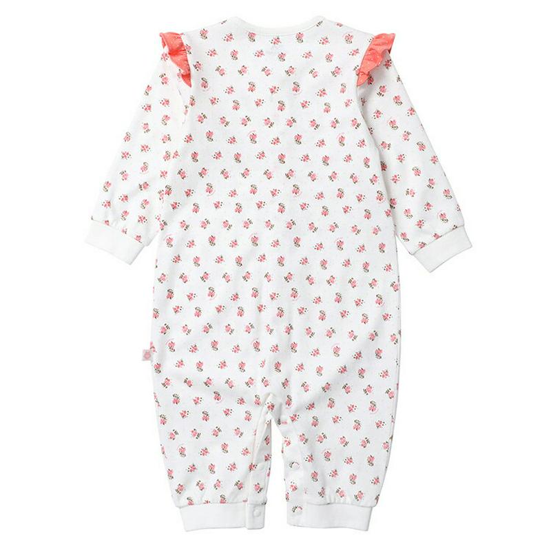 フリル花柄ロンパース3SET・p004809 キッズ【0~2才】【bc】【ロンパース 長袖 ロングパンツ 長ズボン フリル セッ