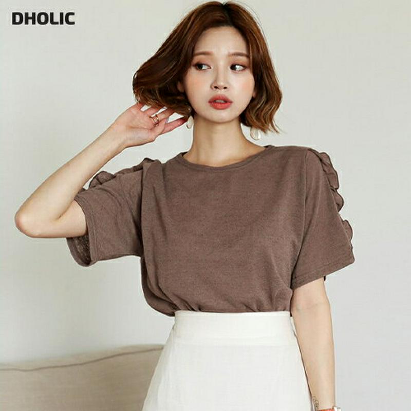 フリルスリーブTシャツ・全2色・t56671 レディース【tops】【韓国 ファッション トップス Tシャツ 半袖 フリル フリ