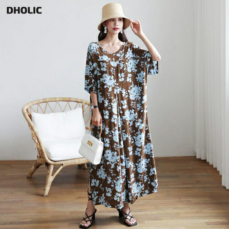 Vネック花柄ワンピース・全4色・b56655 レディース【ops】【韓国 ファッション ワンピース ロングワンピース Vネック 