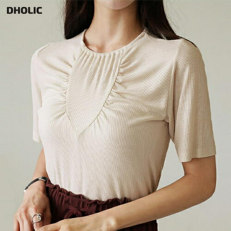 フロントギャザーTシャツ・全3色・b56650 レディース【tops】【韓国 ファッション トップス Tシャツ 半袖 ハーフスリ