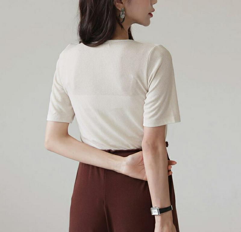 フロントギャザーTシャツ・全3色・b56650 レディース【tops】【韓国 ファッション トップス Tシャツ 半袖 ハーフスリ
