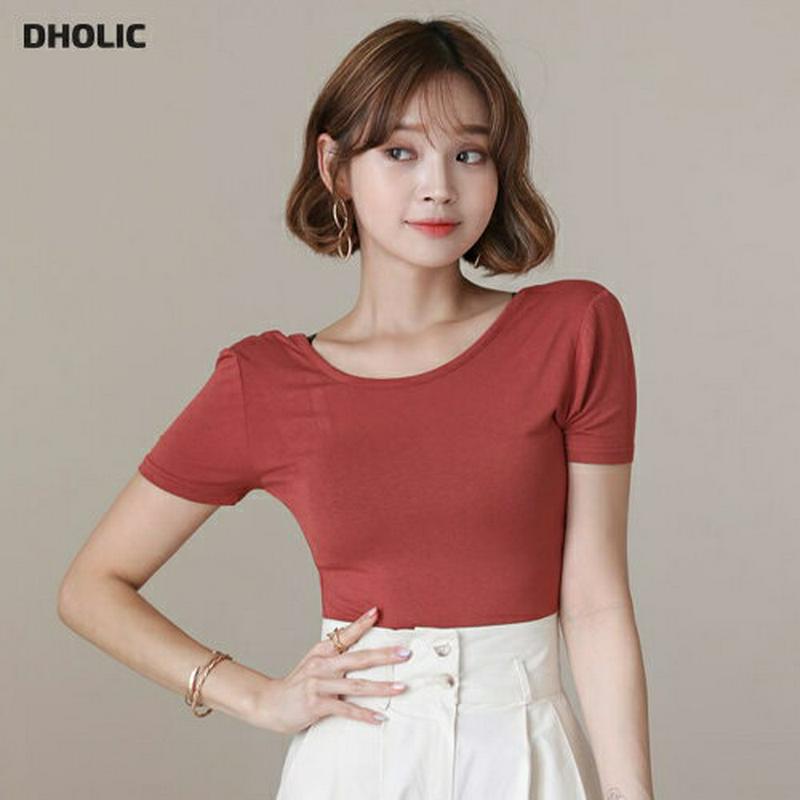 2WAYスリムTシャツ・全8色・t56646 レディース【tops】【韓国 ファッション トップス Tシャツ 半袖 ショートスリ