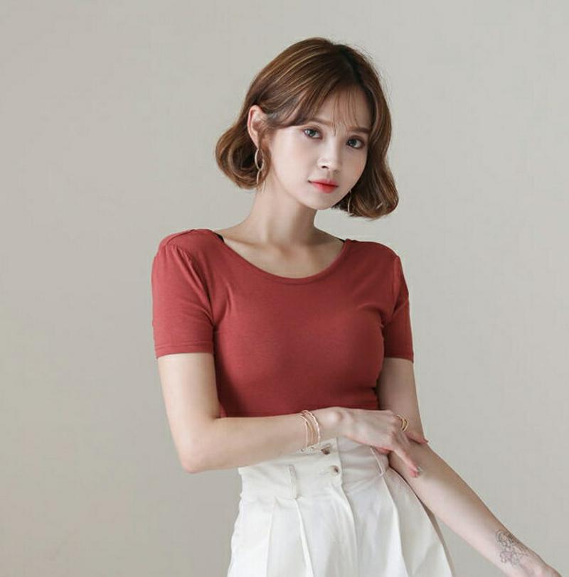 2WAYスリムTシャツ・全8色・t56646 レディース【tops】【韓国 ファッション トップス Tシャツ 半袖 ショートスリ