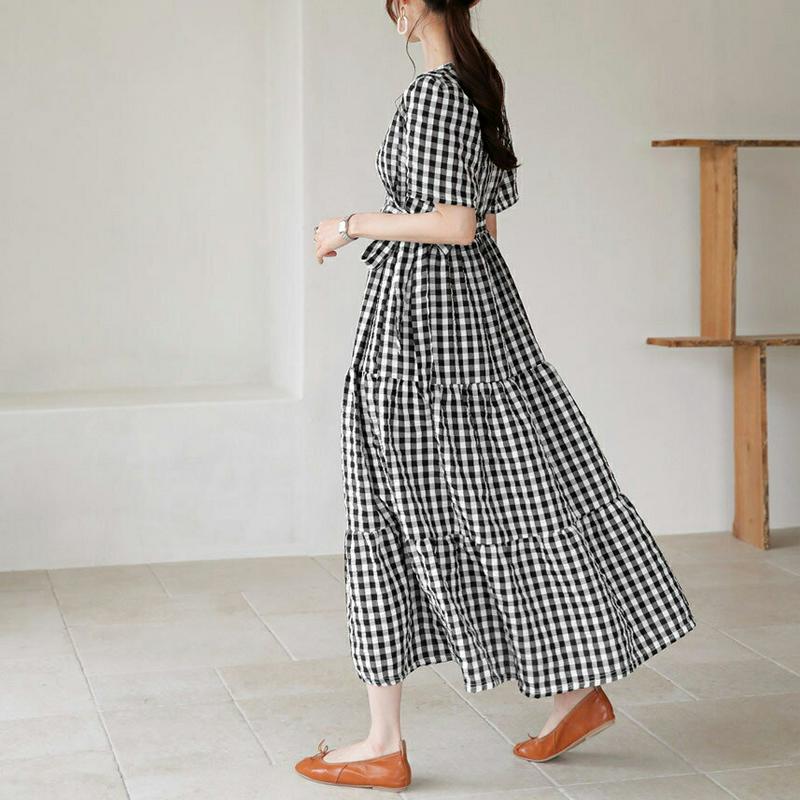 チェックティアードラップワンピース・全2色・b63586 レディース【ops】【韓国 ファッション ワンピース ロング ロングワ