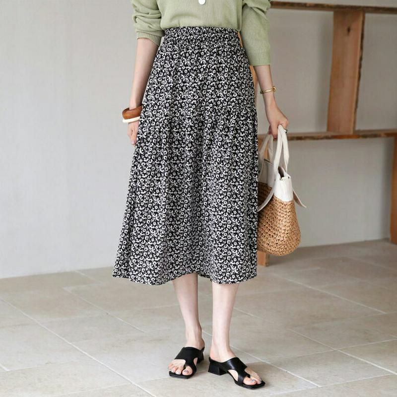 フローラルギャザースカート・全2色・b63591 レディース【sk】【韓国 ファッション スカート ロング ロングスカート ウエ