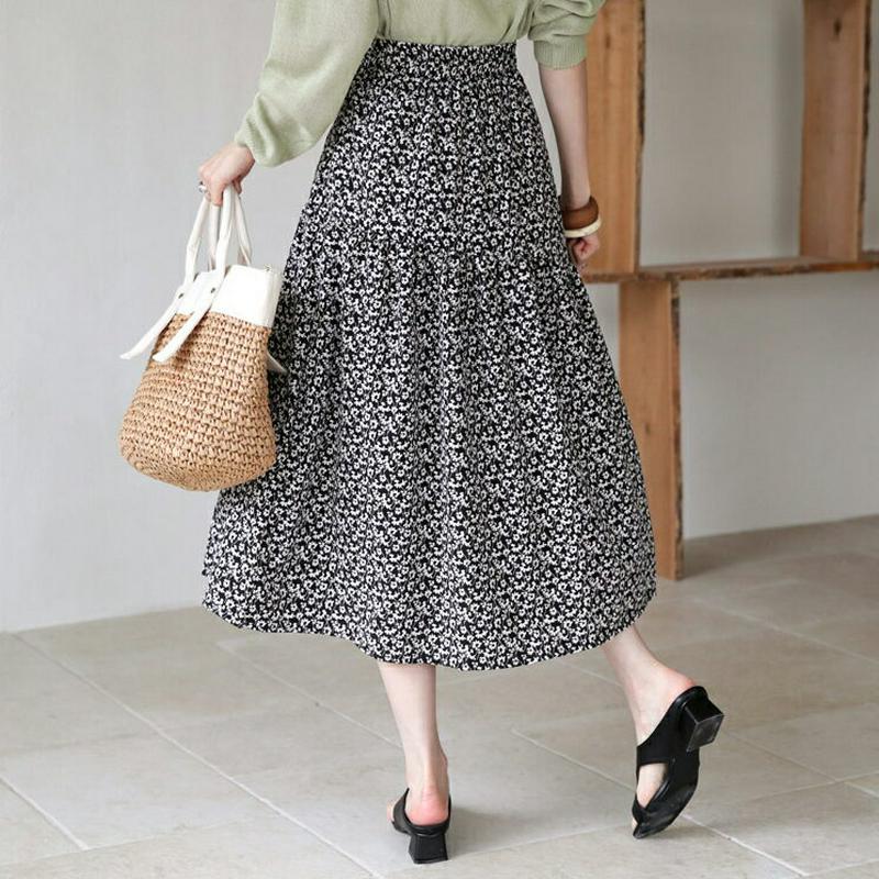 フローラルギャザースカート・全2色・b63591 レディース【sk】【韓国 ファッション スカート ロング ロングスカート ウエ