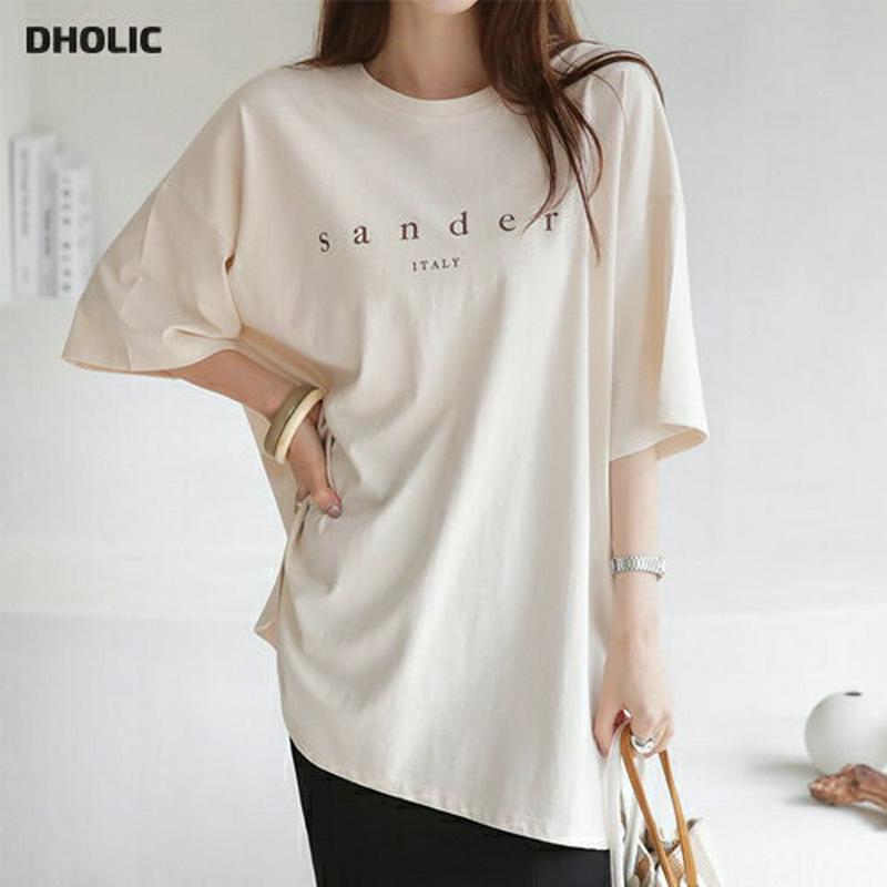 レタリングルーズTシャツ・全4色・b63566 レディース【tops】【韓国 ファッション トップス Tシャツ 半袖 ハーフスリ