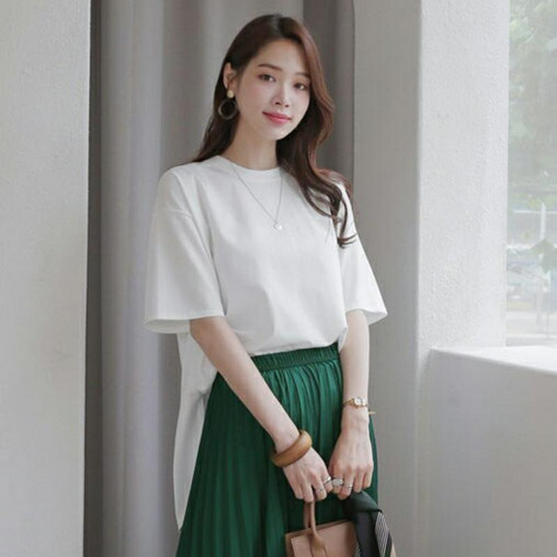 バックスリットルーズTシャツ・全5色・b63567 レディース【tops】【韓国 ファッション トップス Tシャツ 半袖 ハーフ