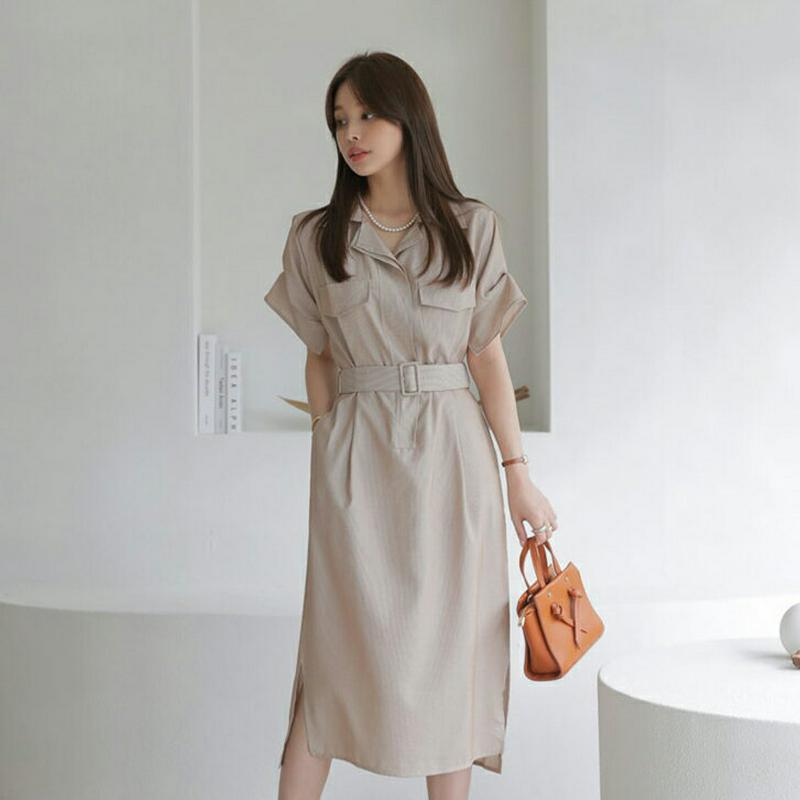 ベルト付カラーストライプワンピース・全2色・b63587 レディース【ops】【韓国 ファッション ワンピース ロング ロングワ