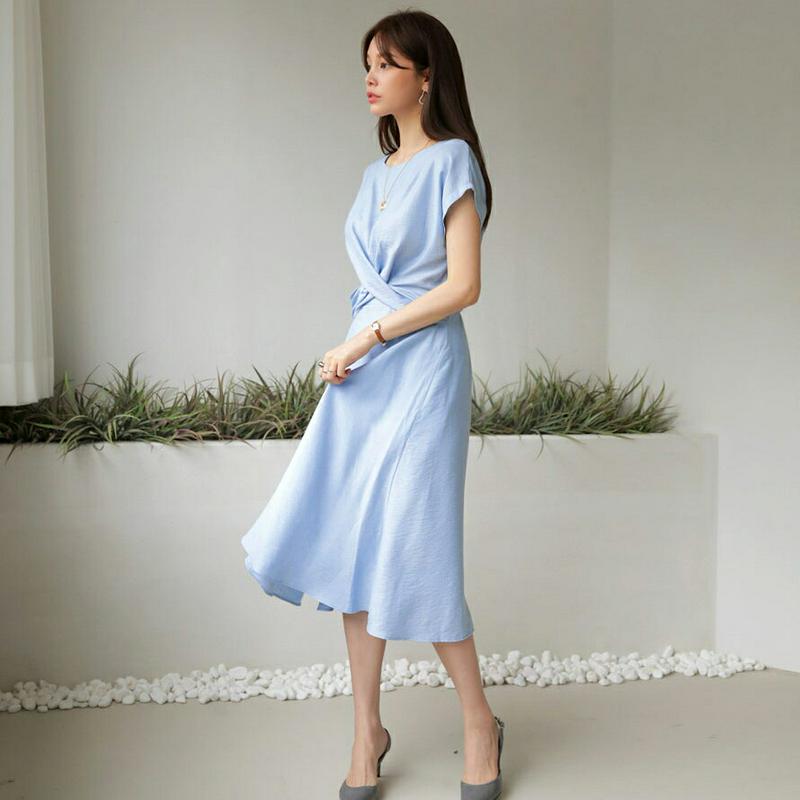 ツイストフレンチスリーブワンピース・全3色・b63583 レディース【ops】【韓国 ファッション ワンピース ロング ロングワ