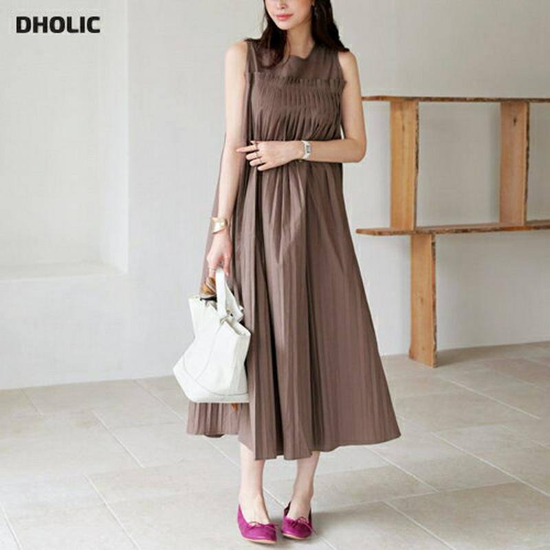 プリーツノースリワンピース・全3色・t63582 レディース【ops】【韓国 ファッション ワンピース ロング ロングワンピース