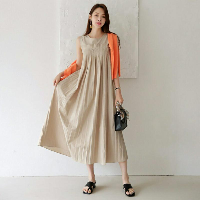 プリーツノースリワンピース・全3色・t63582 レディース【ops】【韓国 ファッション ワンピース ロング ロングワンピース