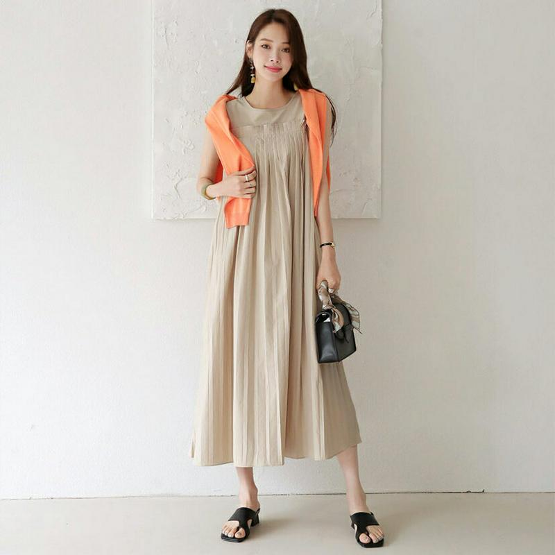 プリーツノースリワンピース・全3色・t63582 レディース【ops】【韓国 ファッション ワンピース ロング ロングワンピース