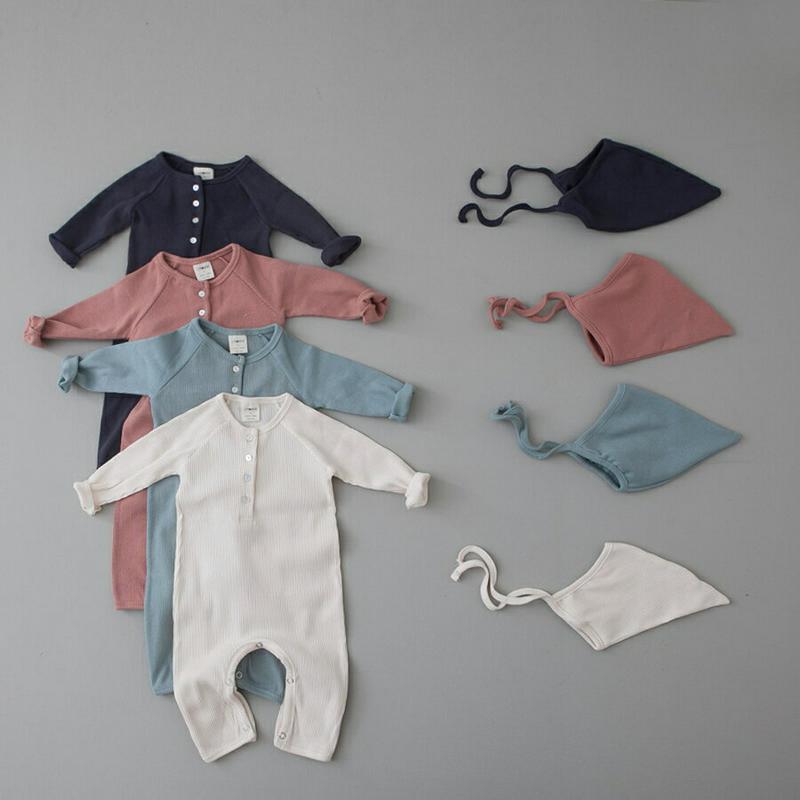 帽子付ヘンリーネックロンパース・u04781 キッズ【0~2才】【bc】【ロンパース 長袖 ロングパンツ 長ズボン 帽子 ヘンリーネック シンプル 帽子付 かわいい 単色 ベビー 出産祝い 赤ちゃん 韓国 韓国子供服 子供 こども 子供服 こども服】【KIDS】【KK】
