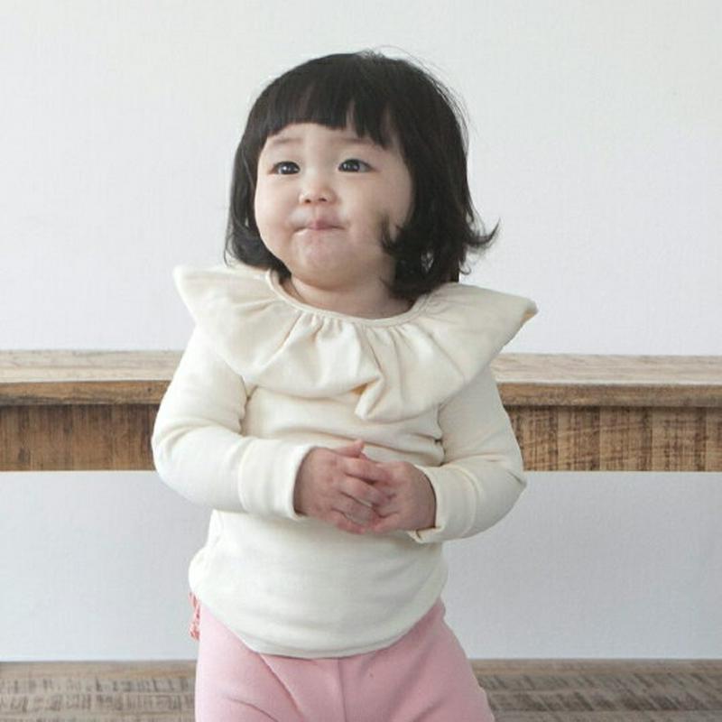 【新作10%OFF】ラッフルカラー長袖Tシャツ・u04777 キッズ【0~2才】【tops】【トップス Tシャツ 長袖 ロングス