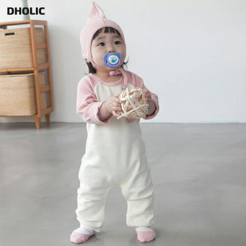 【新作10%OFF】帽子付ラグランロンパース・u04775 キッズ【0~2才】【bc】【ロンパース 長袖 ロングパンツ 長ズボン