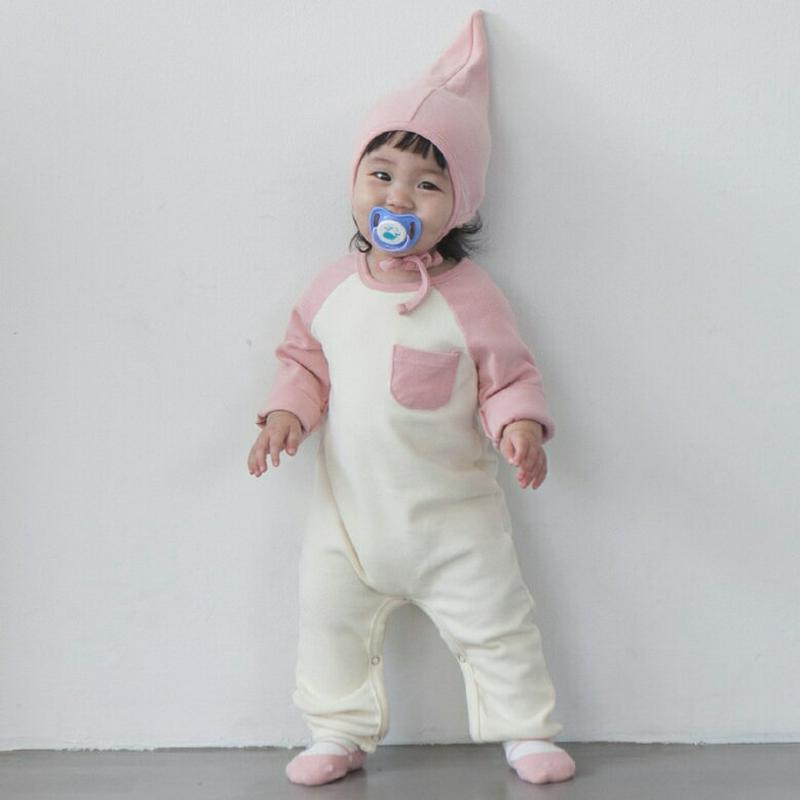 【新作10%OFF】帽子付ラグランロンパース・u04775 キッズ【0~2才】【bc】【ロンパース 長袖 ロングパンツ 長ズボン
