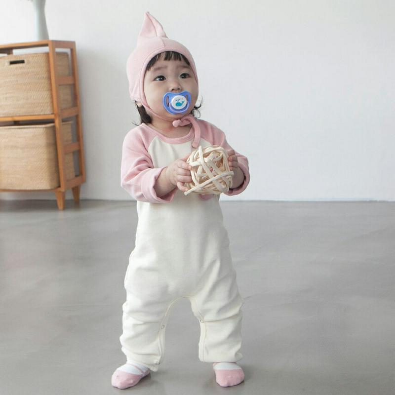 【新作10%OFF】帽子付ラグランロンパース・u04775 キッズ【0~2才】【bc】【ロンパース 長袖 ロングパンツ 長ズボン