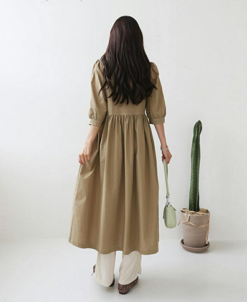 【新作10%OFF】ステッチボタンワンピース・全3色・t60562 レディース【ops】【韓国 ファッション ワンピース ロング