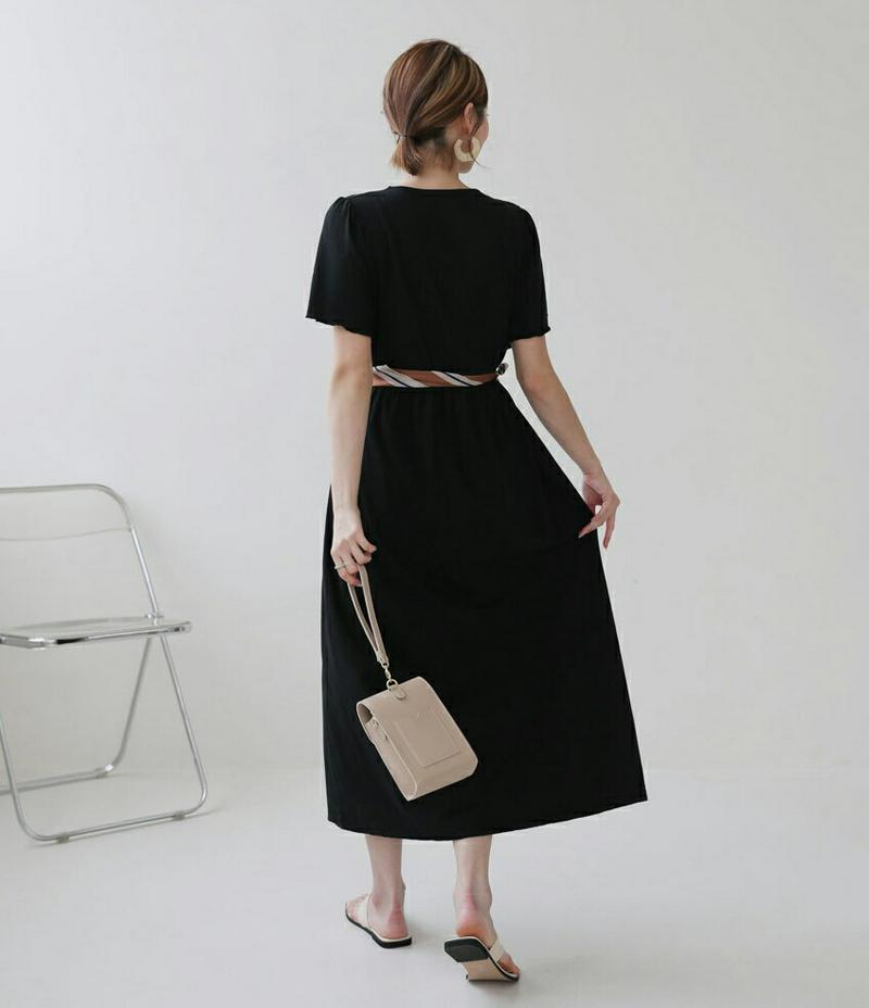 【新作10%OFF】ステッチフレアワンピース・全2色・b60560 レディース【ops】【韓国 ファッション ワンピース ロング