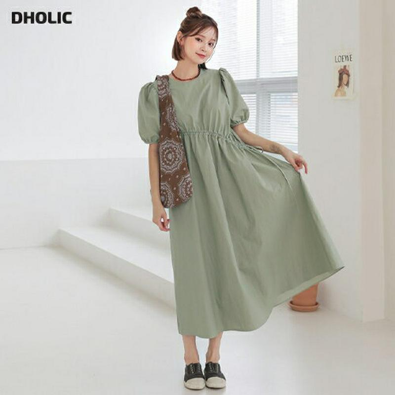 【新作10%OFF】ドロストパフワンピース・全2色・t60582 レディース【ops】【韓国 ファッション ワンピース ラウンド