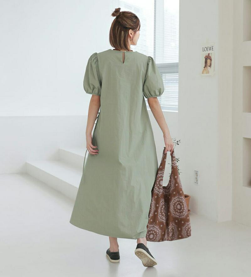 【新作10%OFF】ドロストパフワンピース・全2色・t60582 レディース【ops】【韓国 ファッション ワンピース ラウンド