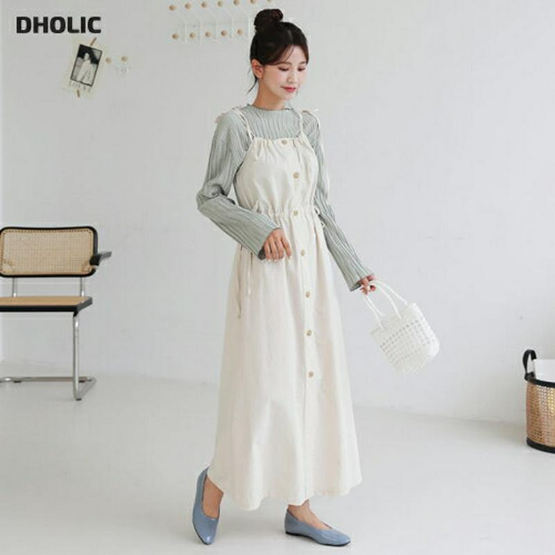 【新作10%OFF】2WAYストリングボタンワンピース・全3色・t60559 レディース【ops】【韓国 ファッション ワンピー