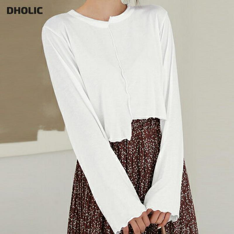 【新作10%OFF】アシメウェーブクロップドTシャツ・全3色・t60544 レディース【tops】【韓国 ファッション トップス