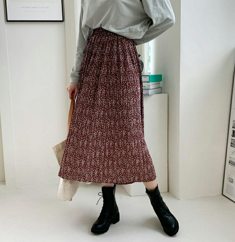 【新作10%OFF】フローラルプリーツスカート・全2色・t60566 レディース【sk】【韓国 ファッション ボトムス スカート