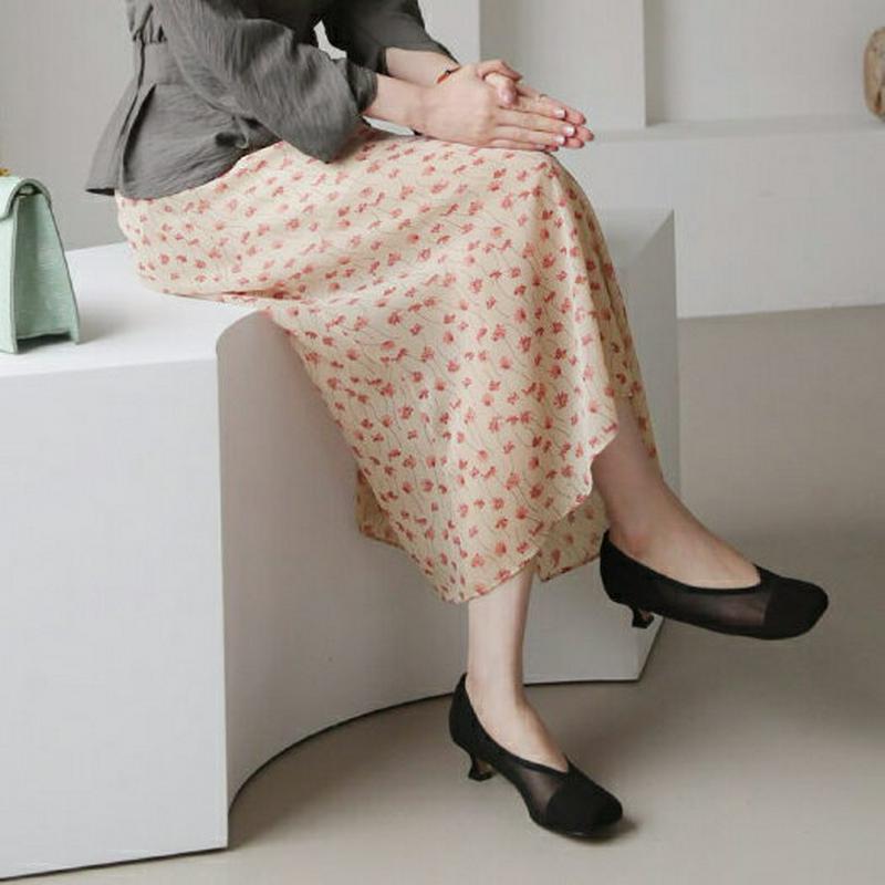 【新作10%OFF】フラワーシフォンスカート・全4色・b63551 レディース【sk】【韓国 ファッション スカート ロング ロ