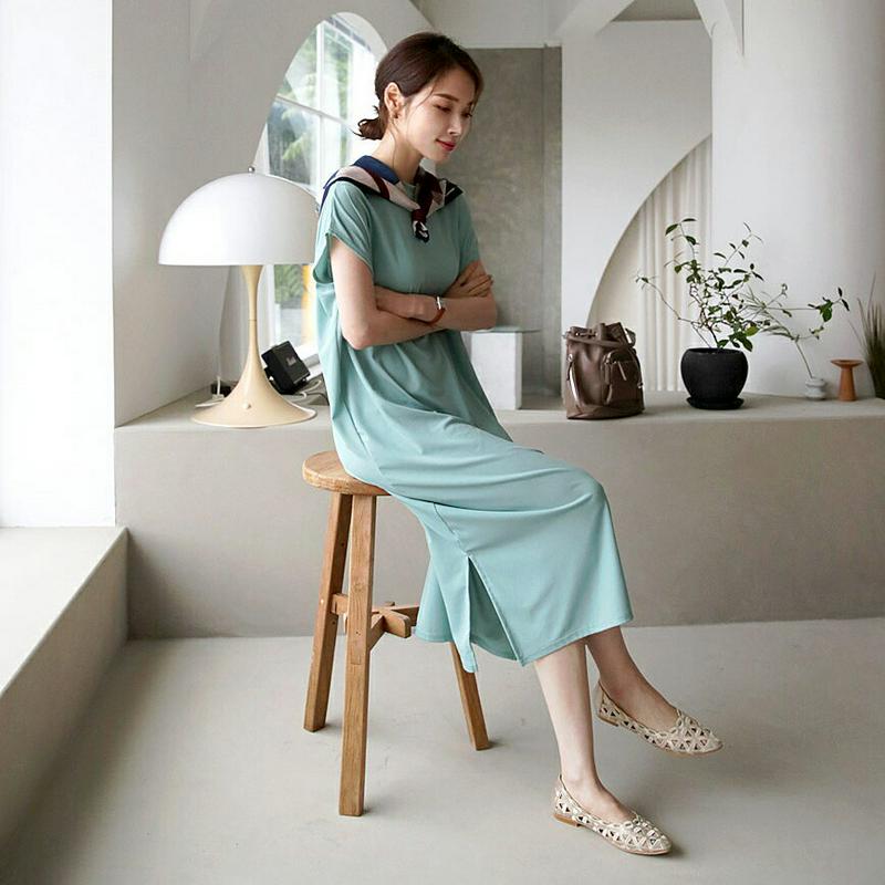 【新作10%OFF】ラウンドネックワンピース・全4色・b63541 レディース【ops】【韓国 ファッション ワンピース ロング