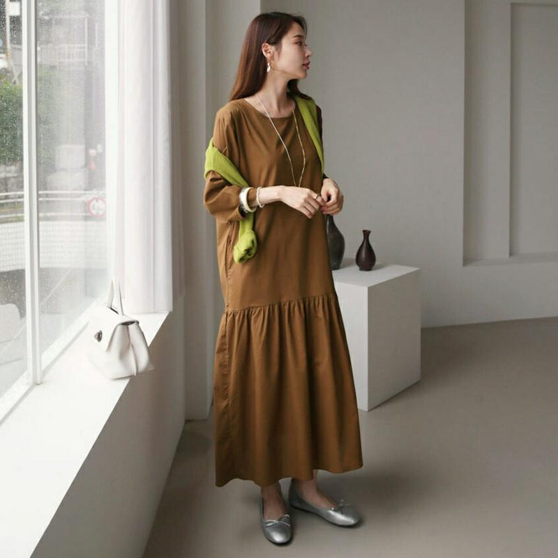 【新作10%OFF】コットンフレアワンピース・全3色・b63540 レディース【ops】【韓国 ファッション ワンピース ロング
