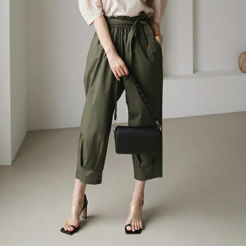 【新作10%OFF】ストラップ付タックへムパンツ・全4色・b63556 レディース【pt】【韓国 ファッション パンツ ズボン 