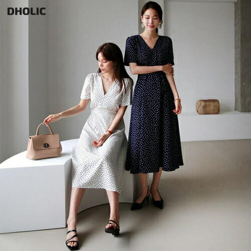 【新作10%OFF】ドットカシュクールワンピース・全2色・t63544 レディース【ops】【韓国 ファッション ワンピース ロ