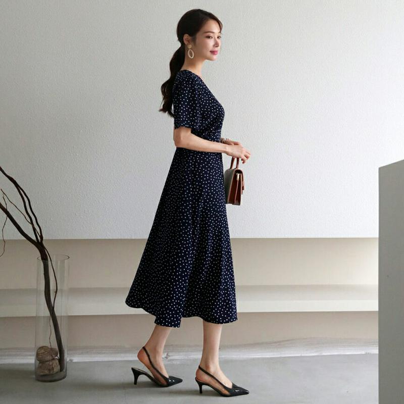 【新作10%OFF】ドットカシュクールワンピース・全2色・t63544 レディース【ops】【韓国 ファッション ワンピース ロ