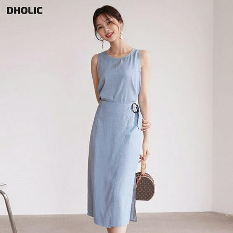 リネンスリーブレス&ベルトスカートSET・全3色・56634 レディース【ops】【韓国 ファッション ワンピース セットアップ