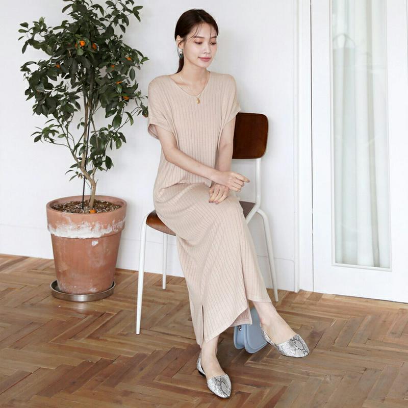 フレンチスリーブニットワンピース・全3色・b63505 レディース【ops】【韓国 ファッション ワンピース ロング ロングワン