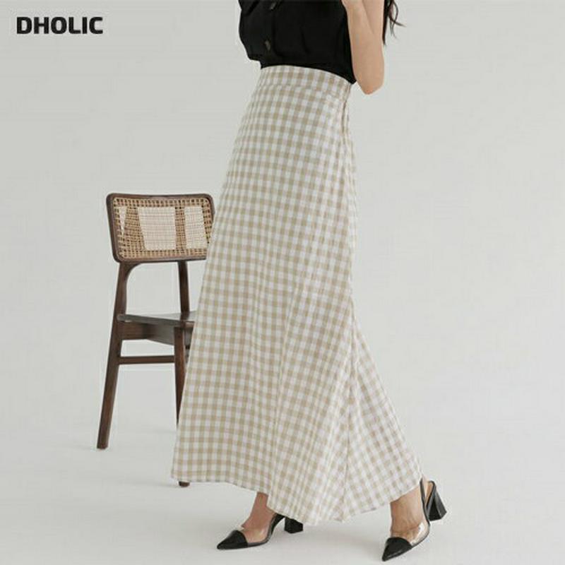 チェックパターンフレアスカート・全2色・b56621 レディース【sk】【韓国 ファッション ボトムス スカート ロング丈 ロン