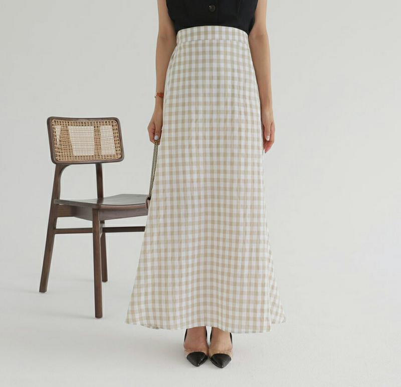 チェックパターンフレアスカート・全2色・b56621 レディース【sk】【韓国 ファッション ボトムス スカート ロング丈 ロン