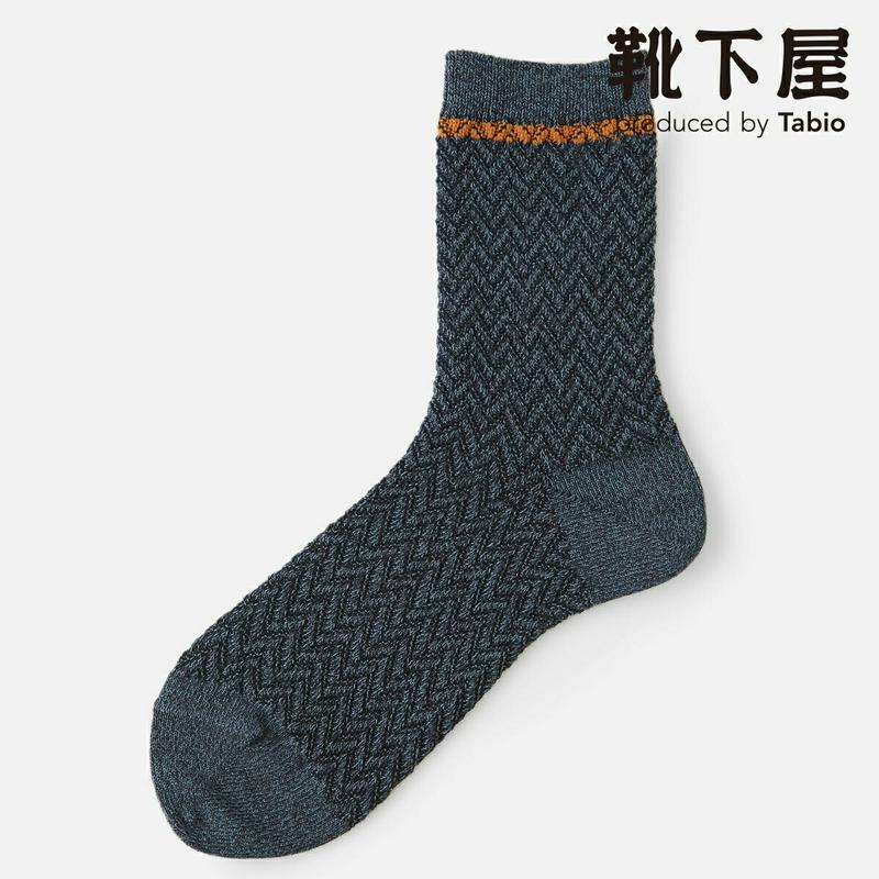 【全品送料無料★〜8/11 23:59迄】【あす楽】【靴下屋】 ヘリンボーン柄ラインソックス / 靴下 タビオ Tabio くつ