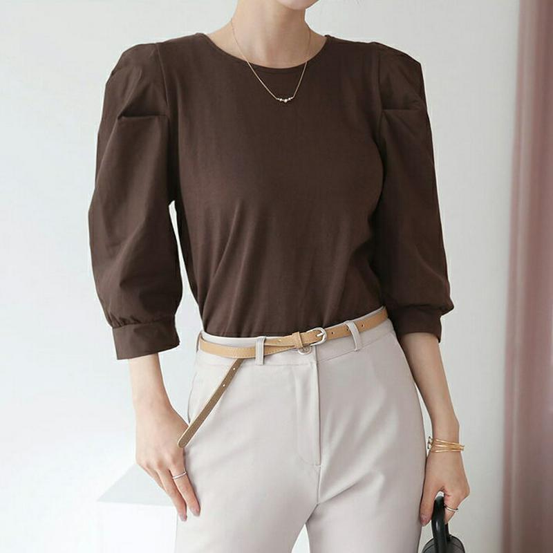 【配送遅延】【新作10%OFF】パフスリーブTシャツ・全3色・t63606 レディース【tops】【韓国 ファッション トップス