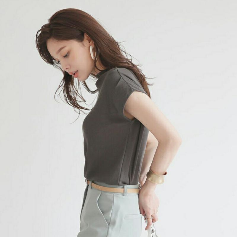 【配送遅延】【新作10%OFF】ハーフネックフレンチスリーブニット・全6色・b63611 レディース【tops】【韓国 ファッシ