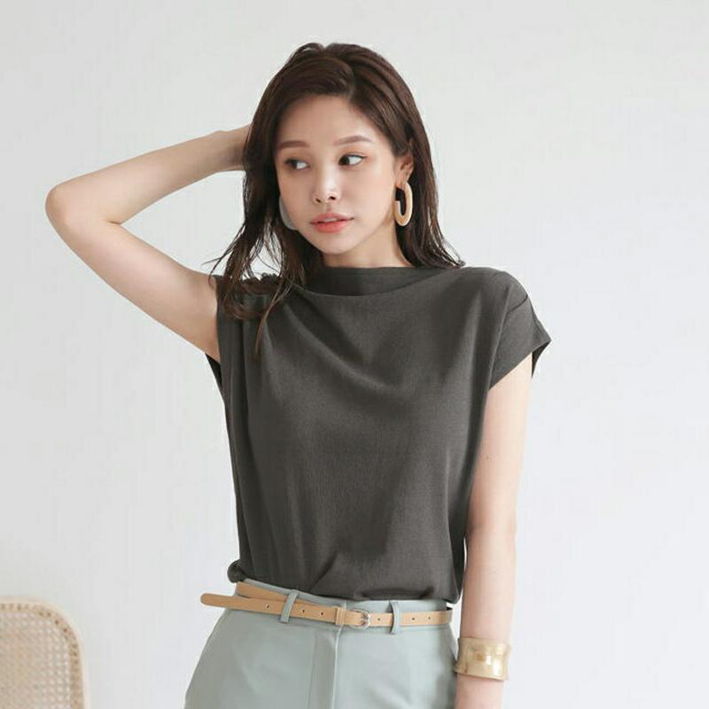【配送遅延】【新作10%OFF】ハーフネックフレンチスリーブニット・全6色・b63611 レディース【tops】【韓国 ファッシ