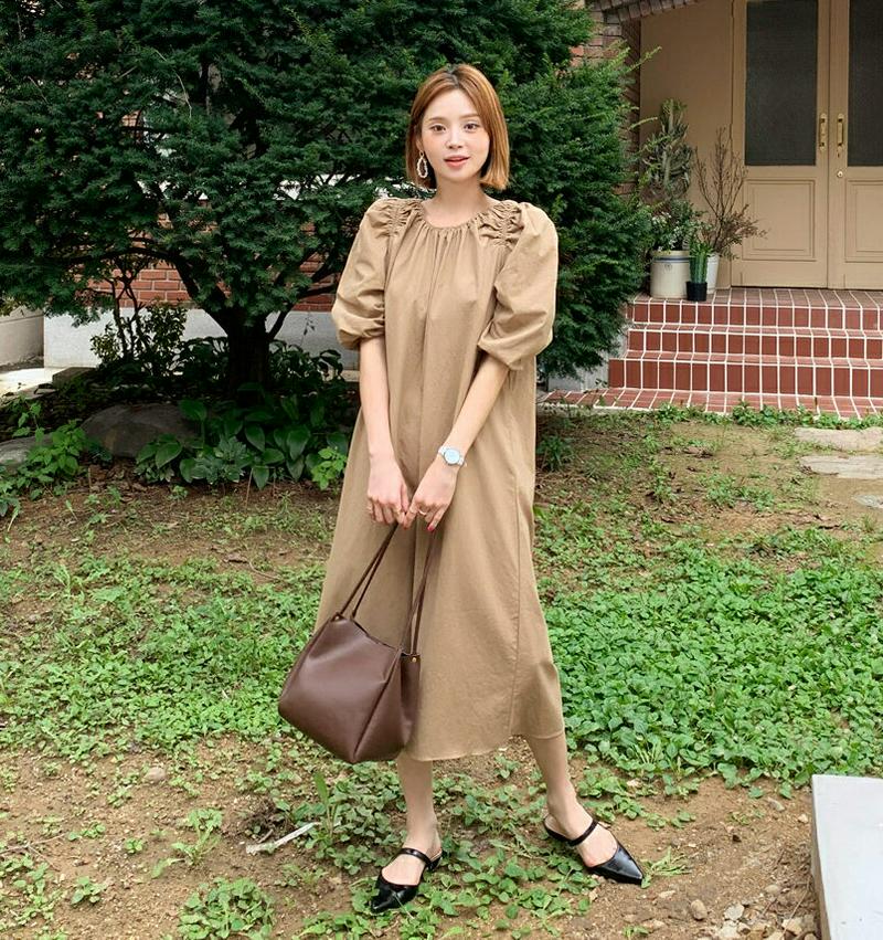 【配送遅延】【新作10%OFF】ストラップ付ギャザーワンピース・全2色・t60594 レディース【ops】【韓国 ファッション 